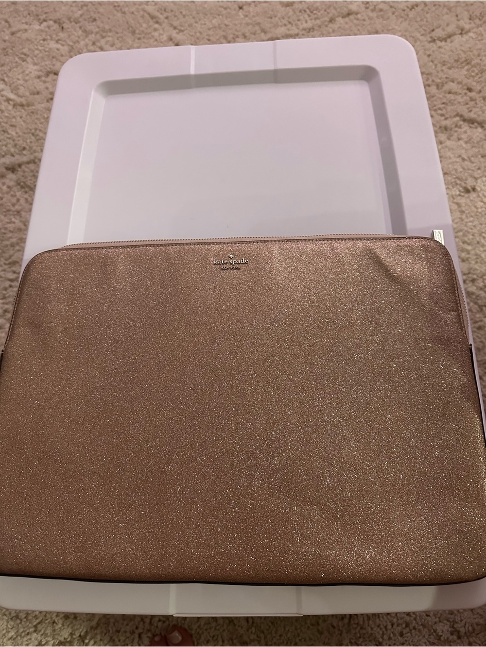 Kate Spade Rose Gold Glitter Laptop Sleeve